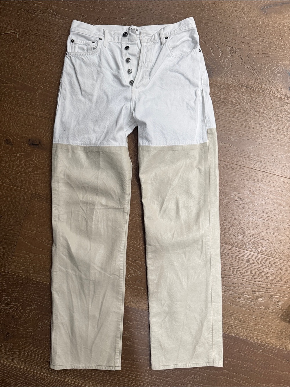 AGOLDE Two Tone Straight Leg Jeans White & Beige Panel Size 27 - Picture 2 of 7